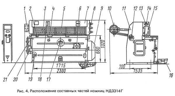 НД-3314г Складні частини гильотинных ножниц